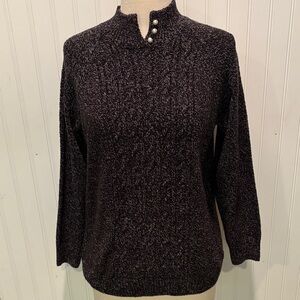 Karen Scott Black and Gray Knit Sweater Size PL